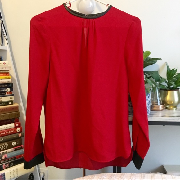 Zara Tops - Zara blouse with black leather trim Zara Tops - Zara blouse with black leather trim